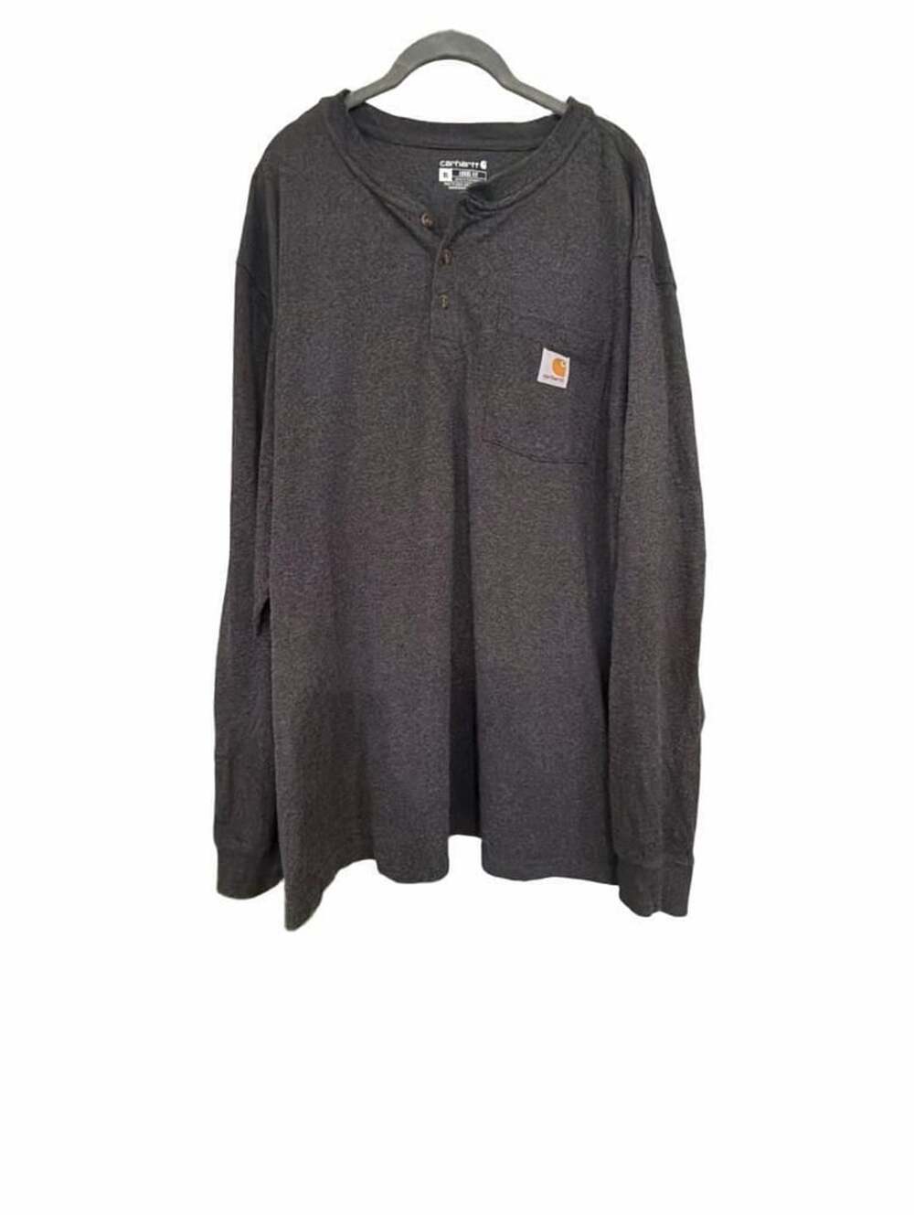 Carhartt Loose Fit Heavyweight Long Sleeve Henley Pocket T-Shirt Charcoal Gray X